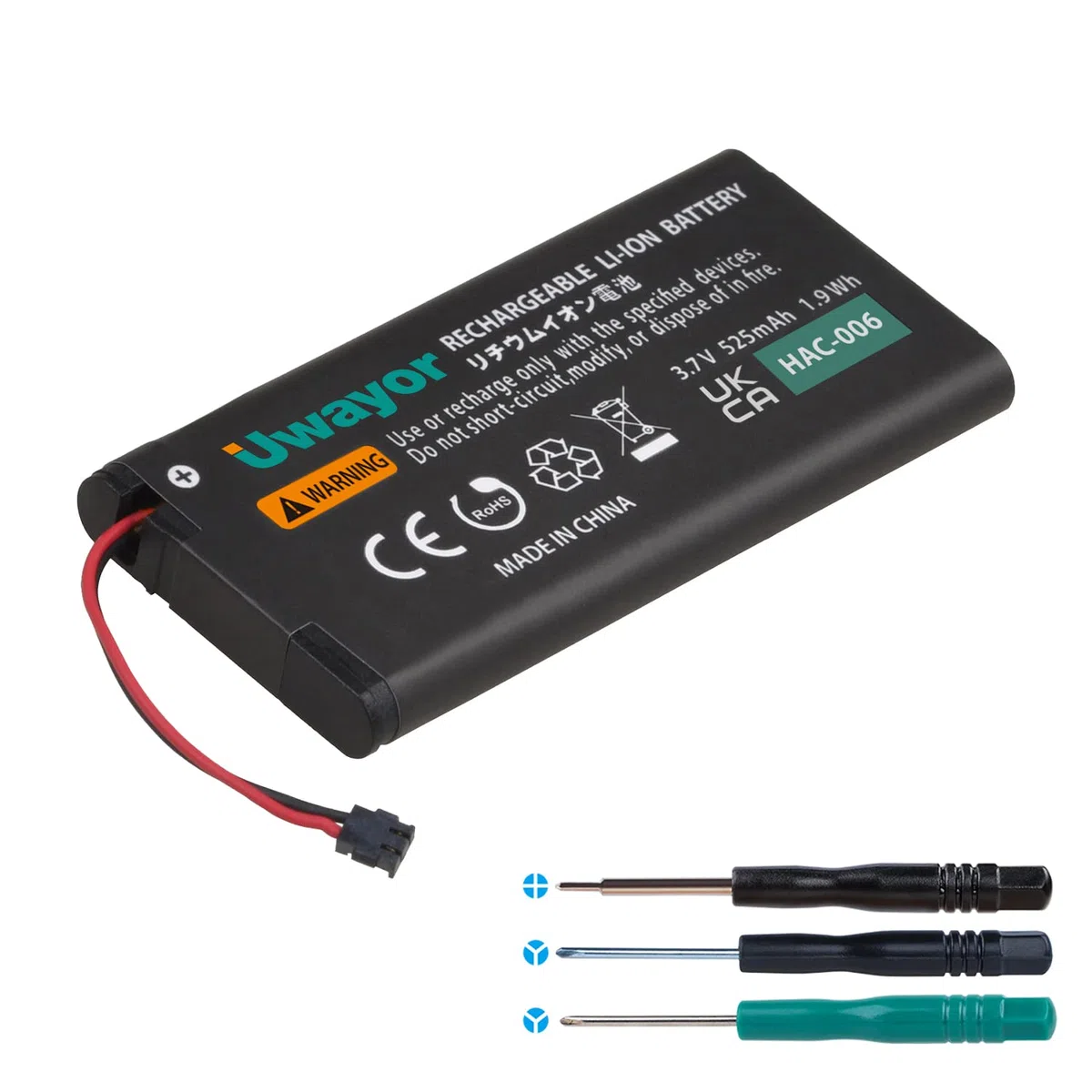 Batterie HAC-006 Batterie de remplacement pour contrôleur Nintendo Switch Joy-Con HAC-015 HAC-016 avec kit d’outils 2-Pack HAC-A-JCL-C0, HAC-A-JCR-C0