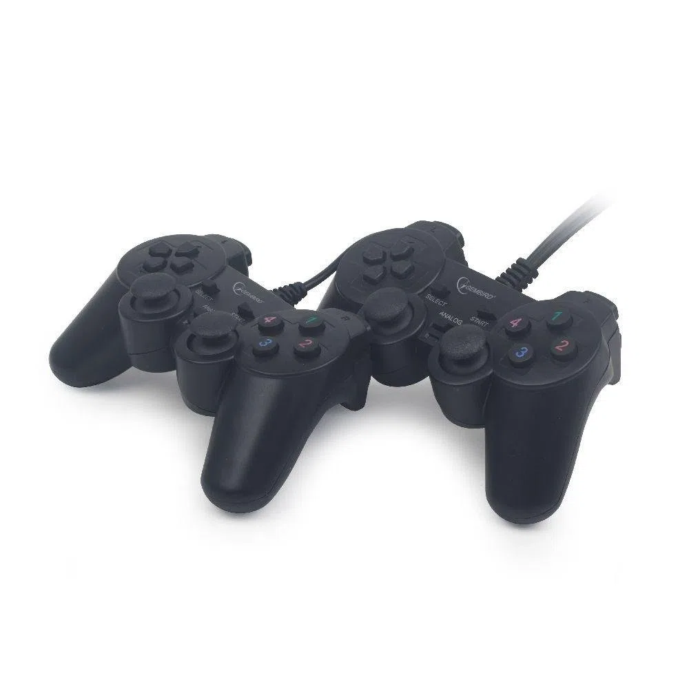 Gembird JPD-UDV2-01 Lot de 2 manettes de Jeu USB avec Double Vibration Noir