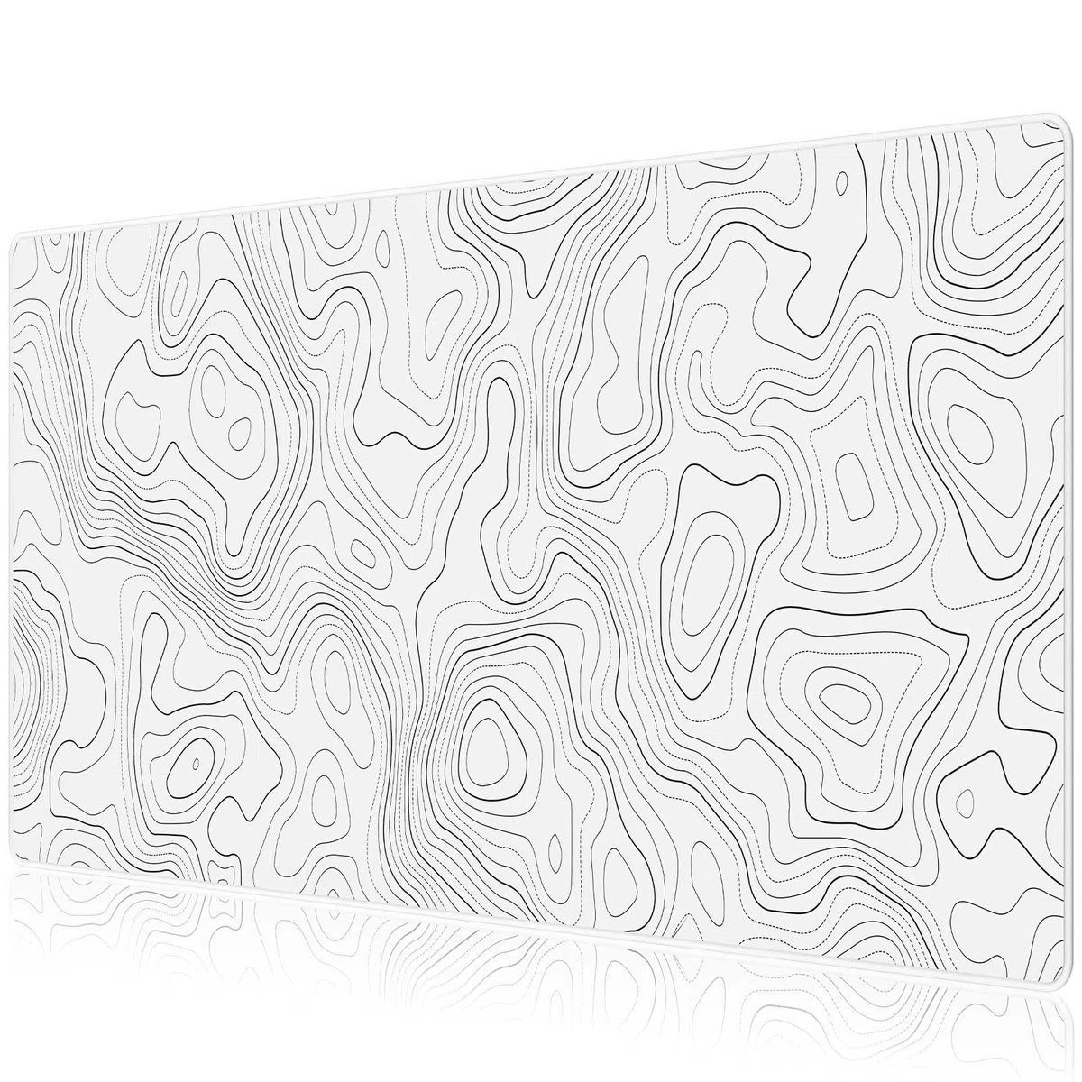 JIALONG Tapis de Souris Gaming XXL Large Size (900x400mm) Multifonction Mouse Pad Grand sous Main pour Gamer et Bureau Blanc Topographique