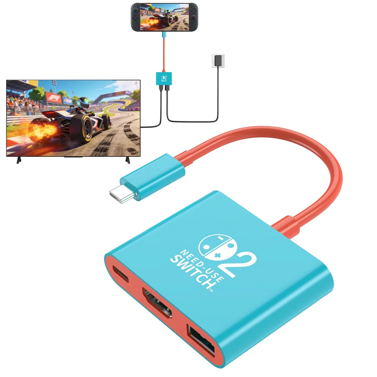 Dock Switch 2, Remplacement Officiel pour Le Dock NS2 avec HDMI 2.0 4K/60Hz, PD 100W et USB 3.0, Station d'accueil Portable pour Switch 2 (2025)