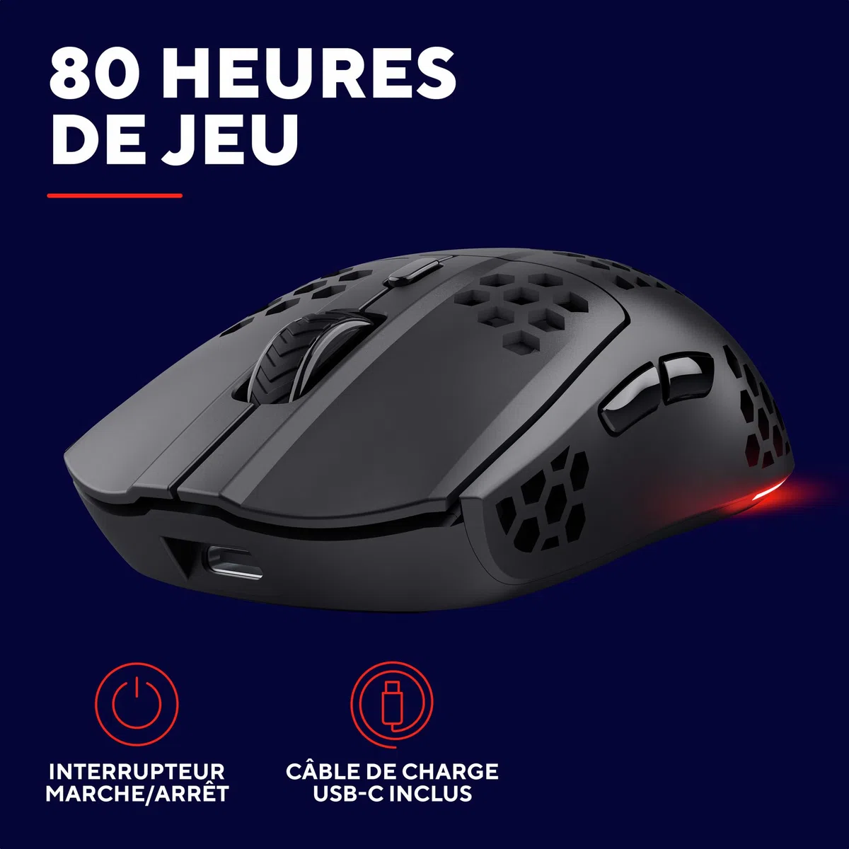 GXTrust Trust Gaming GXT 929 Helox Souris Gaming sans Fil Ultralégère 75g, 80h de Batterie, Récepteur Micro-USB 2,4 GHz, DPI Réglable 800-4800, Souris Gamer Rechargeable LED PC Ordinateur - Noir