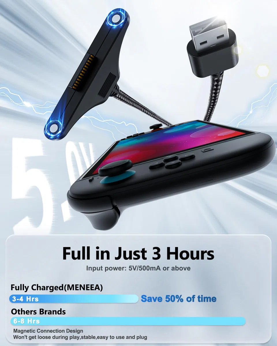 2-Pack 3M Câble de Charge Magnétique pour Nintendo Switch 2 Contrôleur (2025), Fast Charging Cord Accesories pour Joypad 2 Contrôleur Ports USB Nylon Tressé, Replacement Charge Rapide pour NS2