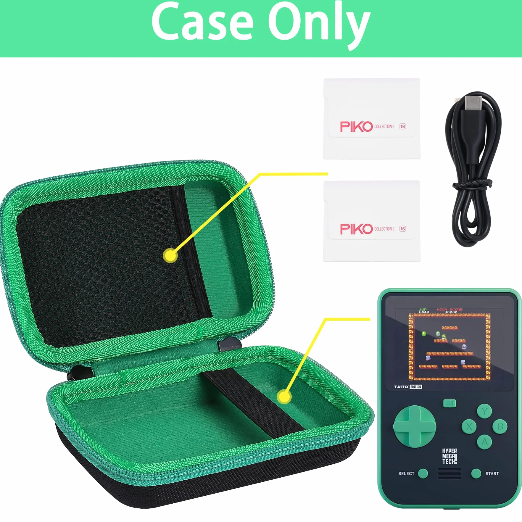 Aenllosi pour Blaze Neo Geo/Technos/Atari/Taito/Capcom Super Pocket Console de Jeu Portable Étui de Rangement Rigide Protecteur, Vert, étui Seul