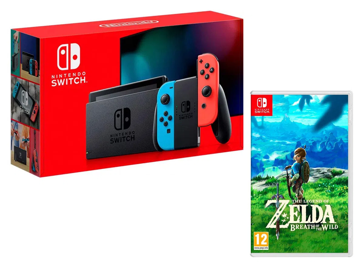 Nintendo Switch 32Go rouge néon/bleu néon + The Legend of Zelda: Breath of the Wild
