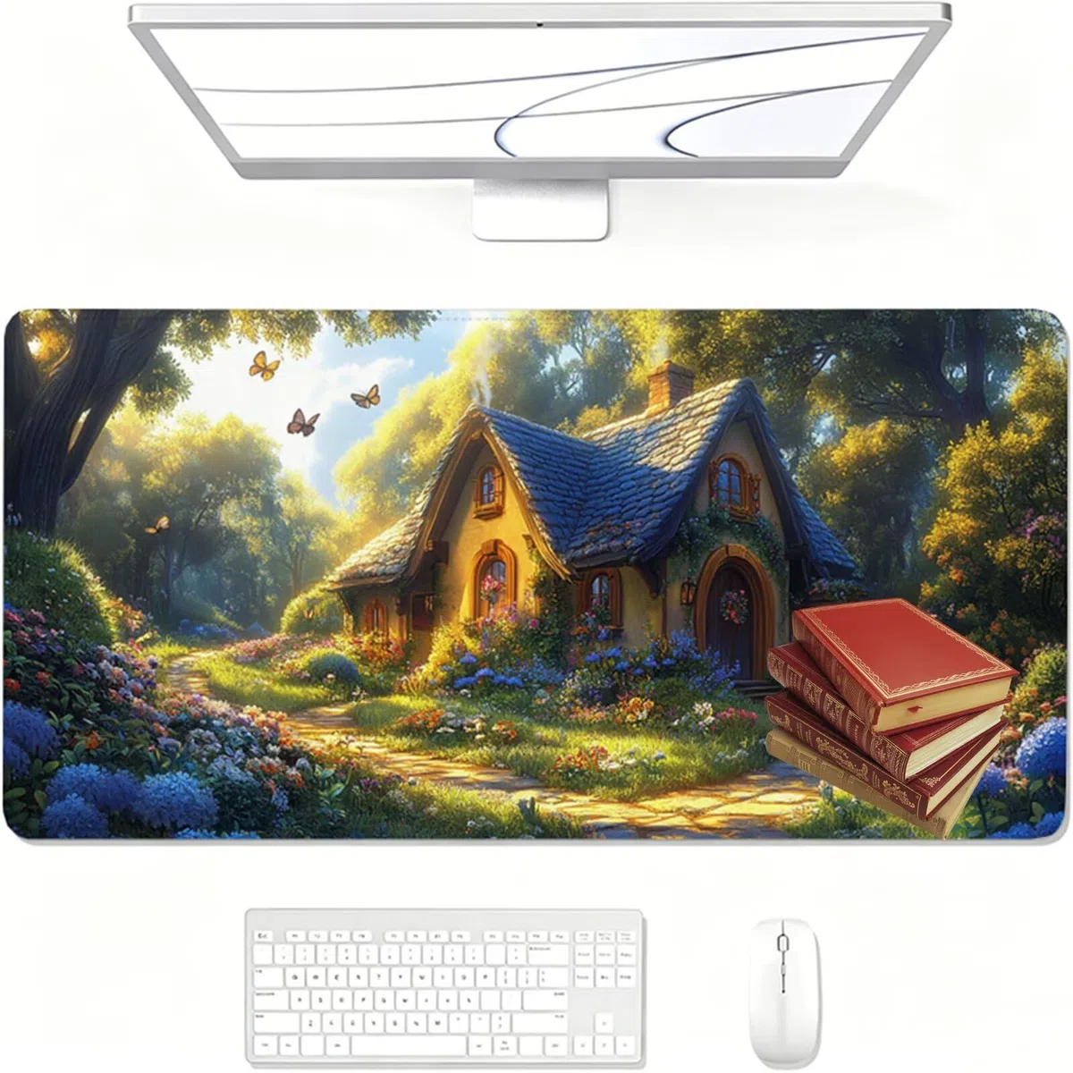 Tapis de Souris, 1600 x 800 x 3 MM Tapis de Souris Vert, Grand Tapis Souris de Jeu avec Cabine, Imperméable, Texturée Résistant à Usure Lavable, pour Gamer, la Maison et Le Bureau XF-370