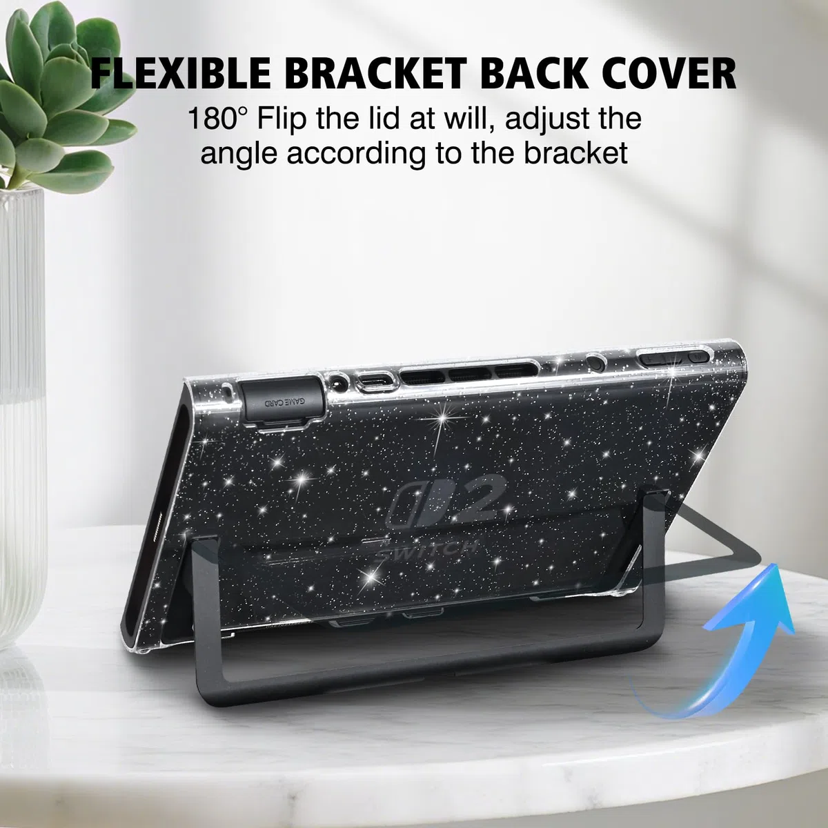 DLseego Paillettes Coque Compatible avec la Switch 2,Solide Étincelant Transparent Housse de Protection avec Silicone Souple Poignée Cover,Antichoc et Design Split