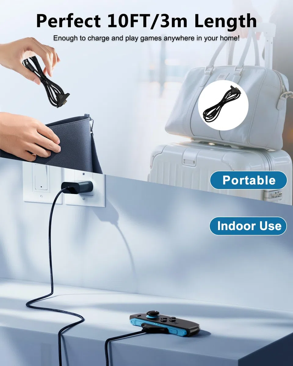 2-Pack 3M Câble de Charge Magnétique pour Nintendo Switch 2 Contrôleur (2025), Fast Charging Cord Accesories pour Joypad 2 Contrôleur Ports USB Nylon Tressé, Replacement Charge Rapide pour NS2