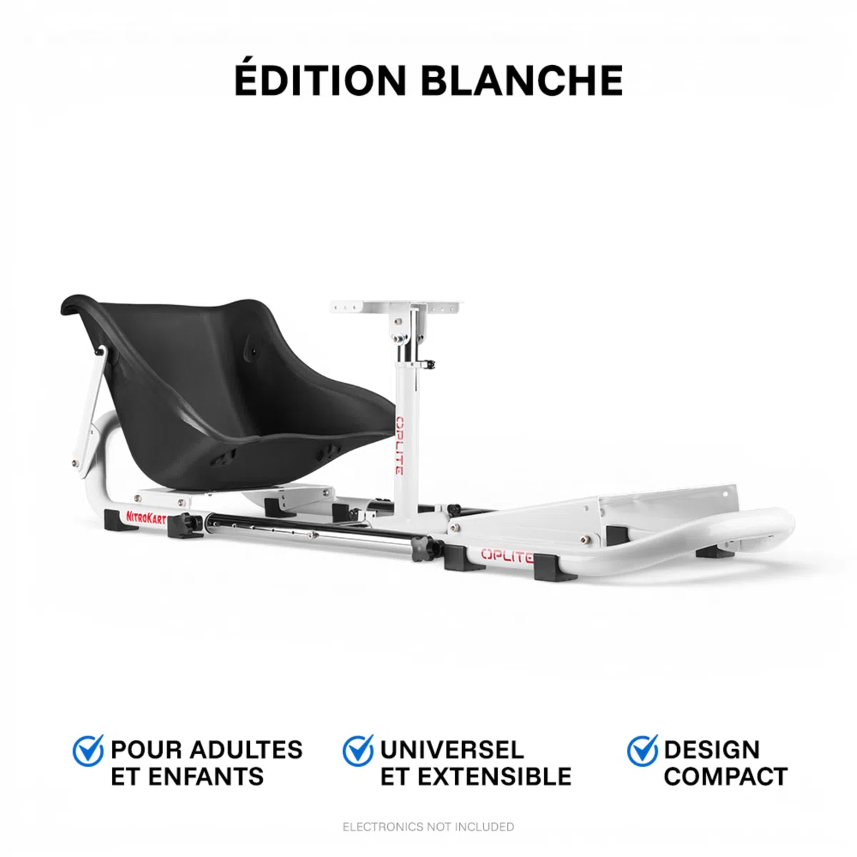 OPLITE NitroKart V2 Cockpit Sim Racing Réglable Enfant Adulte White
