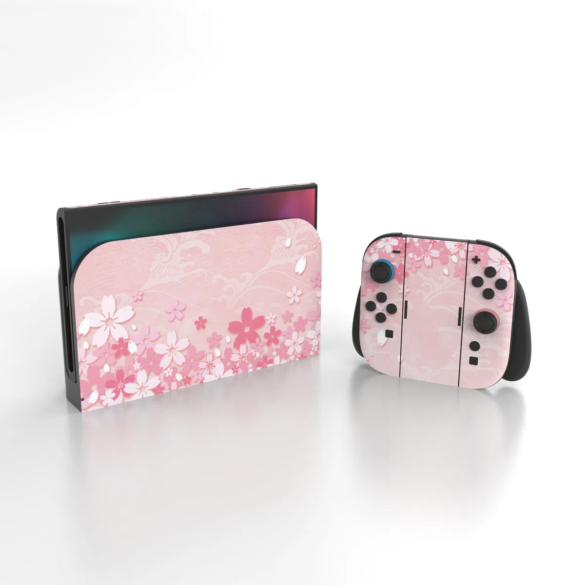 playvital Autocollant pour Nintendo Switch 2 Manette & Console & Grip & Dock,Sticker Skin Decal pour Switch 2 Accessoires Protection - Pétales Cerisier