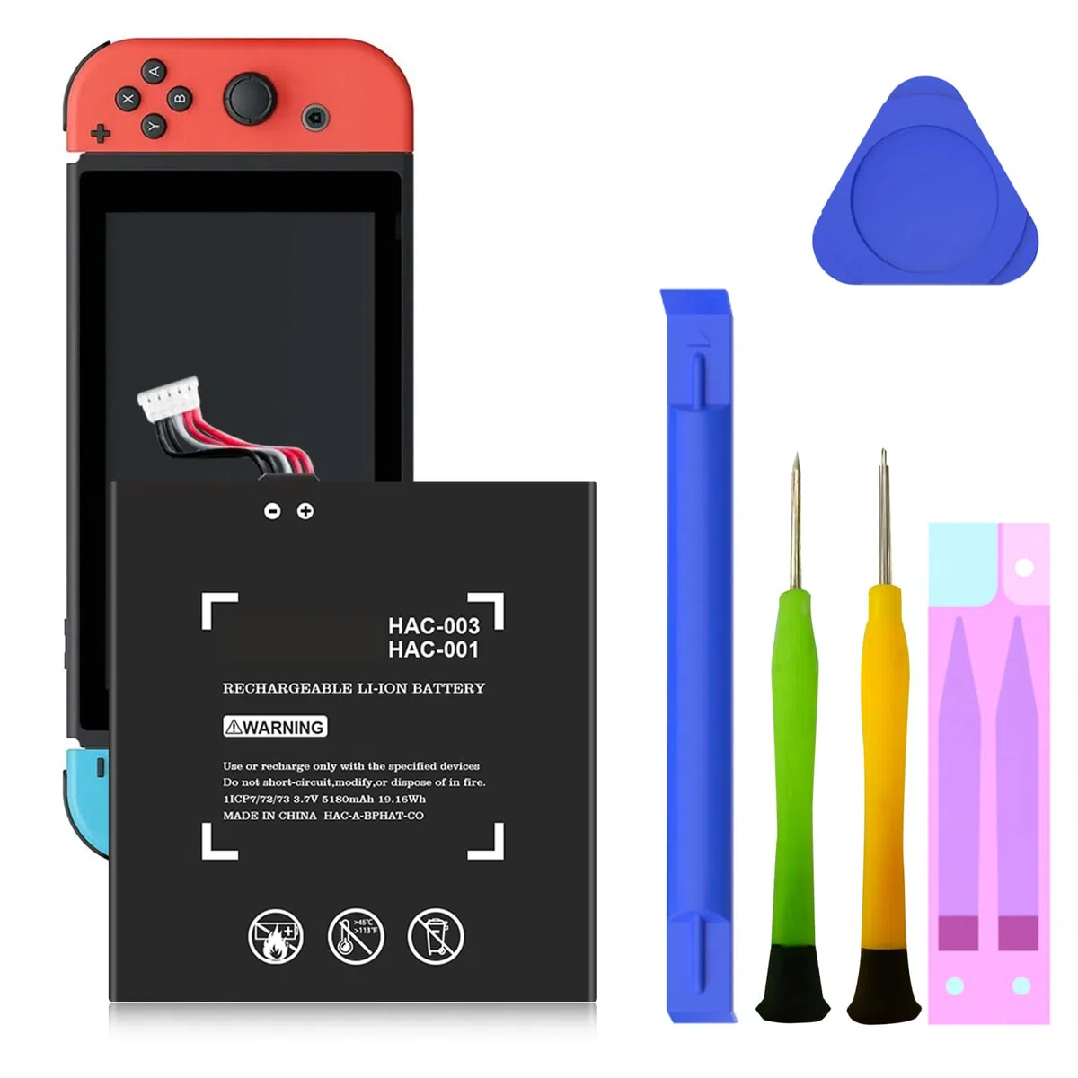 Batterie pour HAC-003, 5180mAh Nouvelle Batterie Haute capacité améliorée de Remplacement pour la Console Nintendo Switch 2017 (HAC-001), avec kit d'outils de réparation