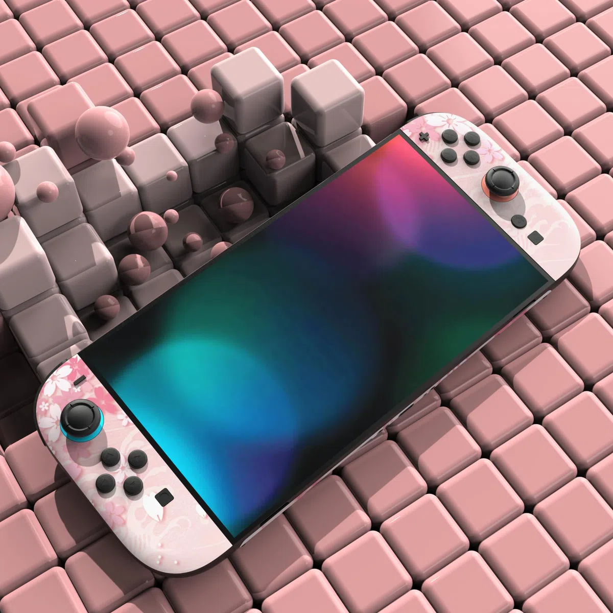 playvital Autocollant pour Nintendo Switch 2 Manette & Console & Grip & Dock,Sticker Skin Decal pour Switch 2 Accessoires Protection - Pétales Cerisier