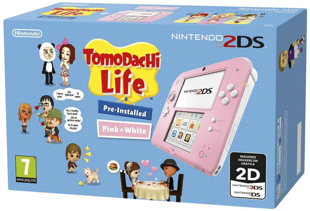 NINTENDO 2DS ROSA/BLANCA CON TOM VIDEO CONSOLA PORTATIL PARA JUEGOS ALTA CALIDAD RESISTENTE DURADERA VIDEO CONSOLA