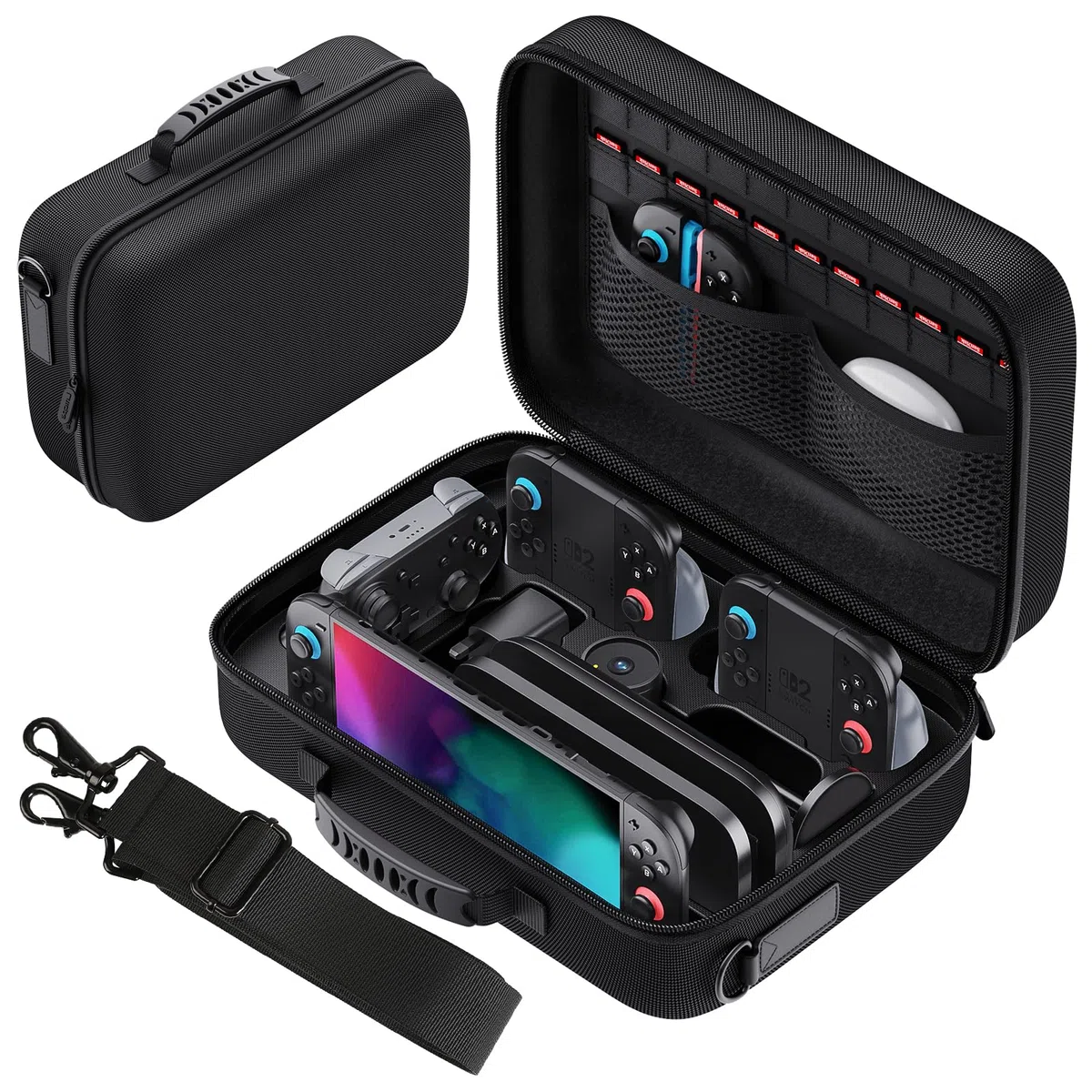 Lmcpa Étui de Protection pour Nintendo Switch 2,Housse de Transport à Coque Rigide ,Portable All Protective Hard Travel Bag for Switch 2 Console&Switch 2 Accessories (22 Cartouches Incluses)-Noir