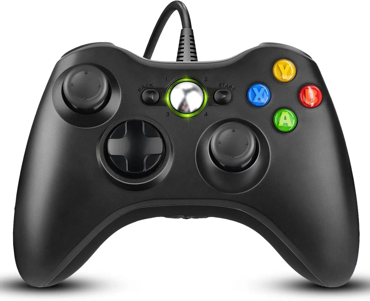 Diswoe Manette PC, Manette pour Xbox 360, USB Contrôleur de Jeu avec Double Vibration Filaire Gamepad Joystick pour Xbox 360/ Slim/PC (Win 7/8/10/11/XP)